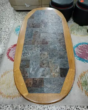 Mesa de Centro Rustica Piedra Incrustada - miniatura 4