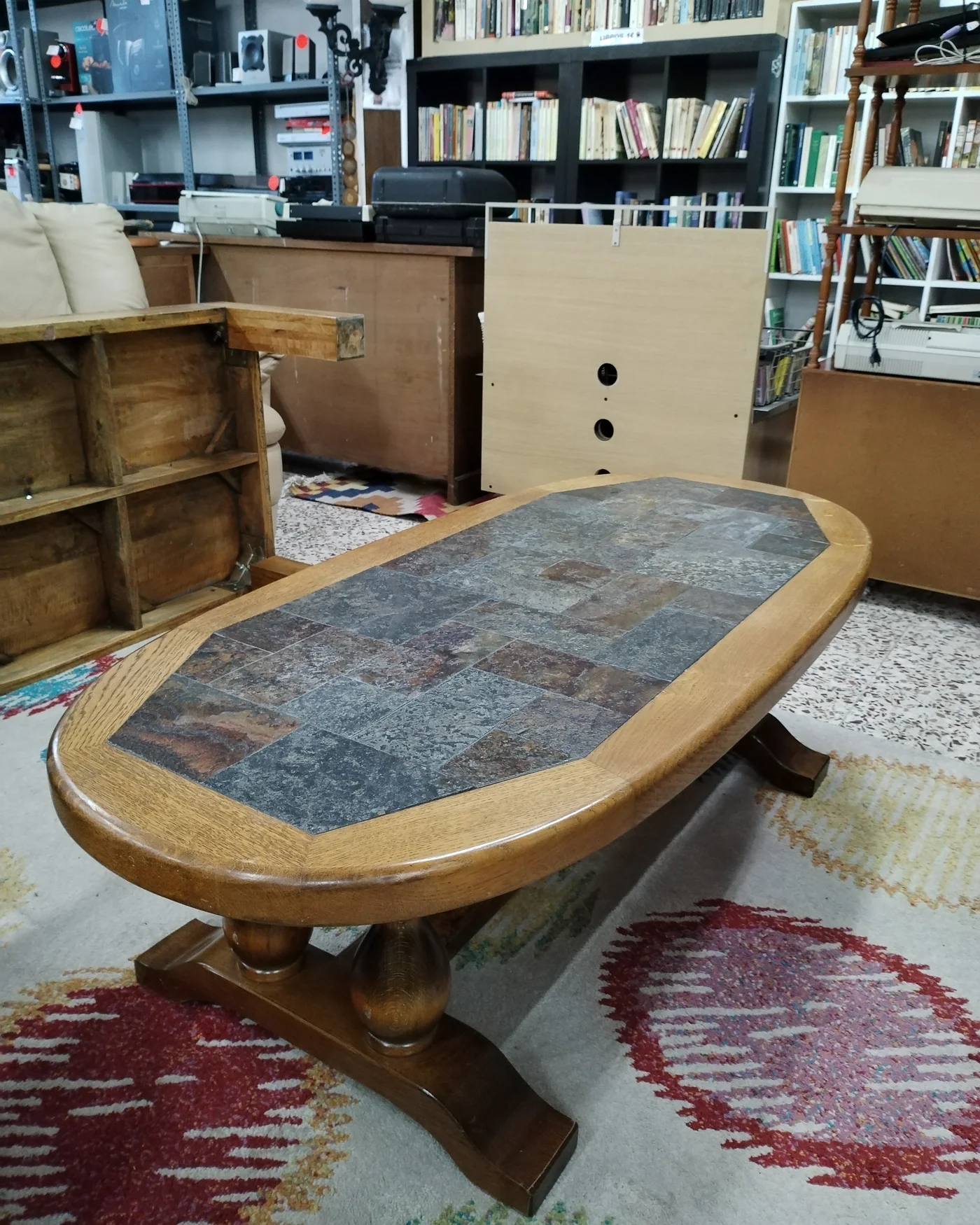 Mesa de Centro Rustica Piedra Incrustada - imagen 5
