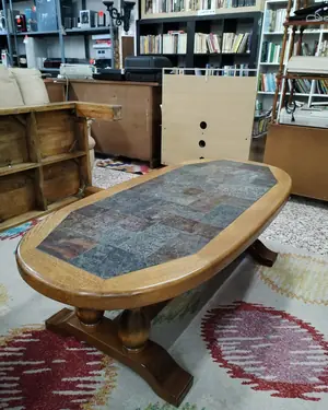 Mesa de Centro Rustica Piedra Incrustada - miniatura 5