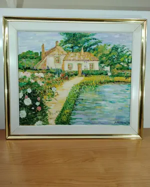 Oleo sobre lienzo casa campo - miniatura 1
