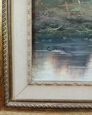 Oleo sobre lienzo paisaje bosque - miniatura 3