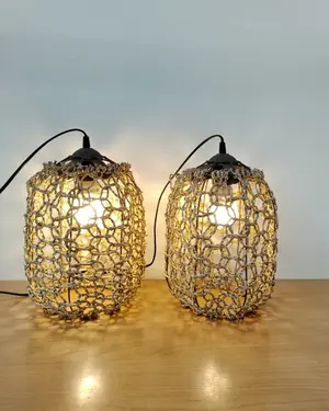 PAREJA LAMPARAS COLGANTE DE YUTE - miniatura 4