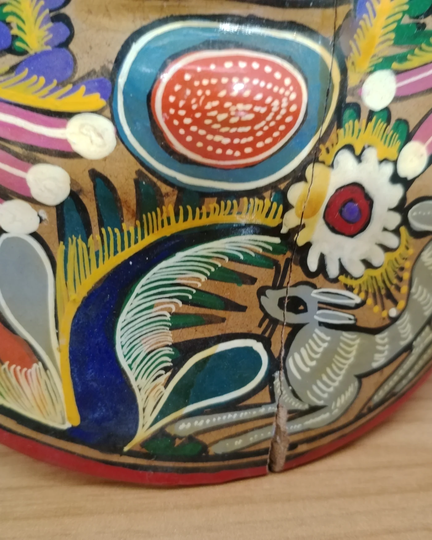 Pareja de máscaras mexicanas de cerámica pintadas a mano - imagen 4