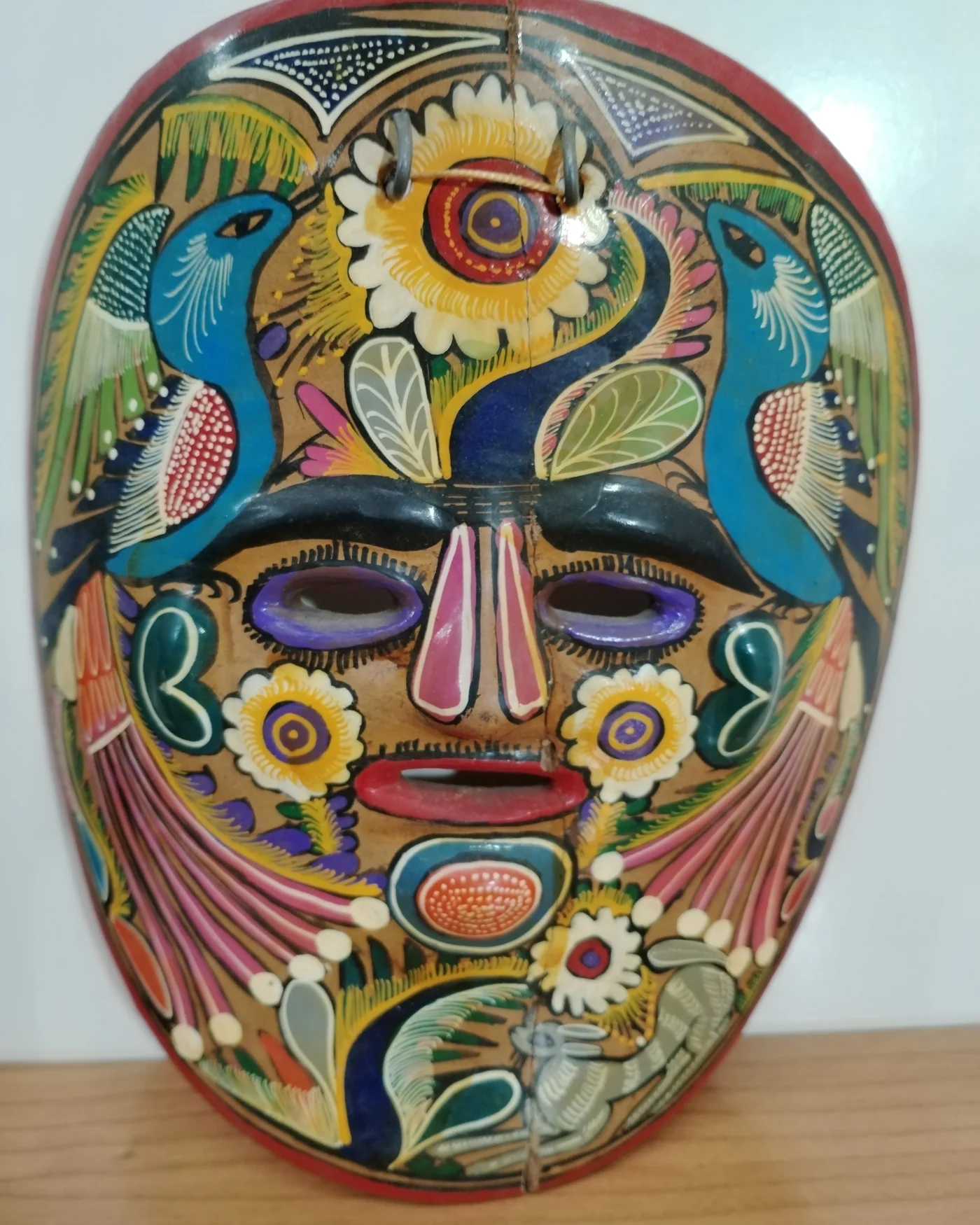 Pareja de máscaras mexicanas de cerámica pintadas a mano - imagen 5