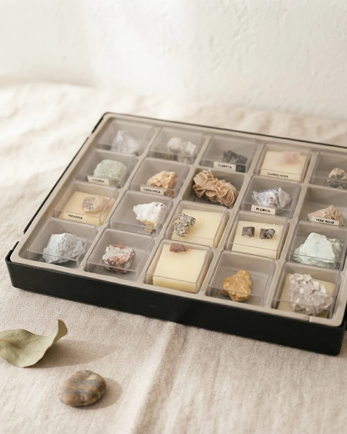 Colección de Minerales Geológicos en Caja de Exhibición - imagen 1