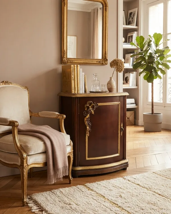 Mueble Estilo Luis Xv con Detalles Dorados
