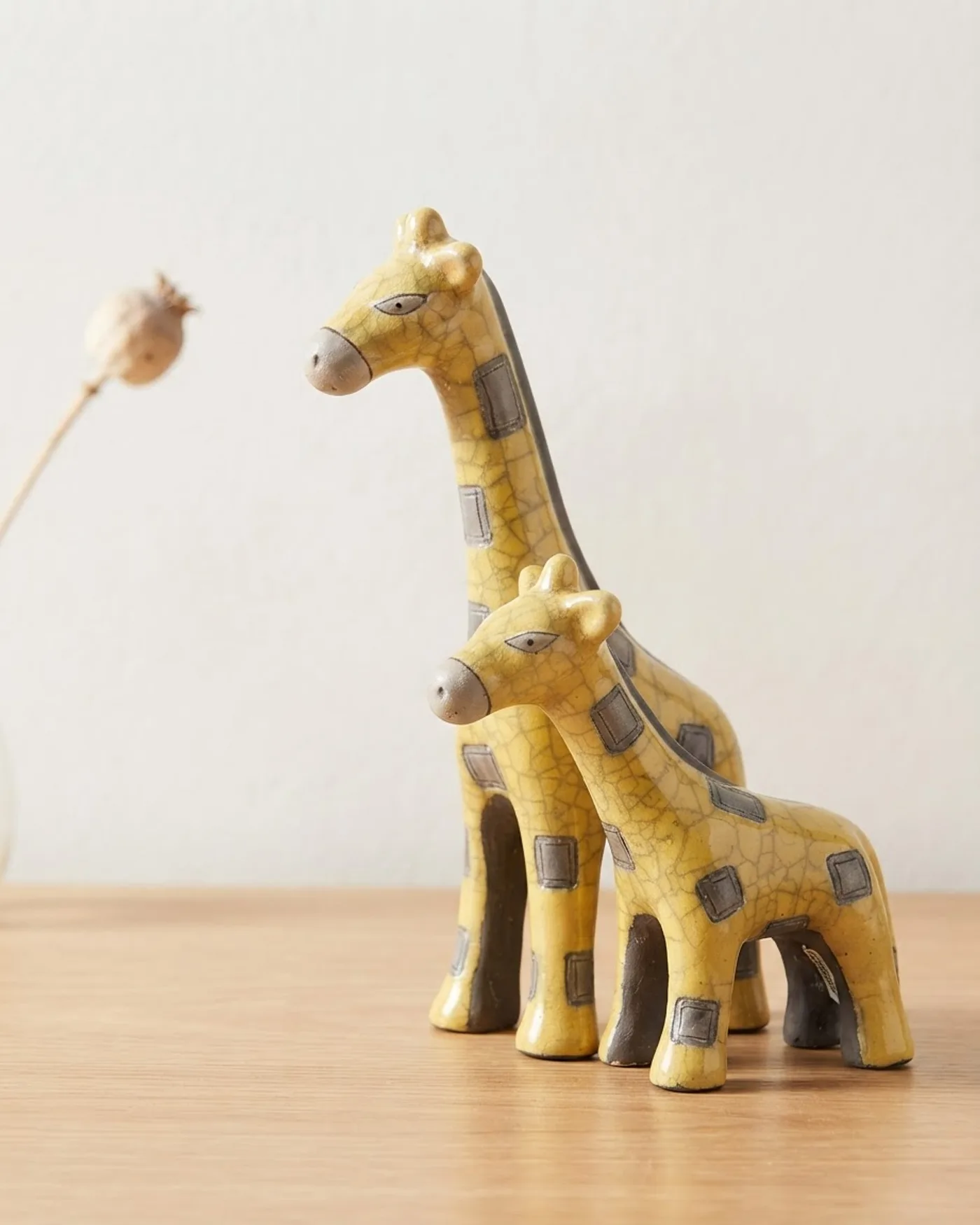 Pareja de estatuillas raku jirafas - imagen 1