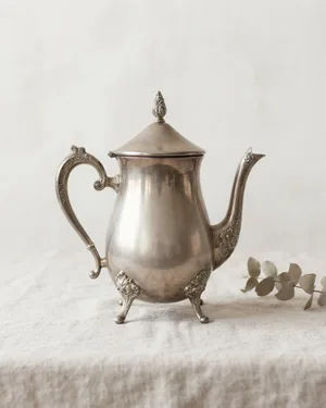 Lechera o tetera vintage con baño de plata - miniatura 1