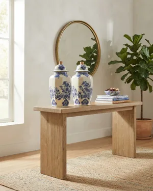 Par de tibores porcelana Hispania decoración floral azul - miniatura 1