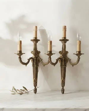 pareja de candelabros bronce - miniatura 1