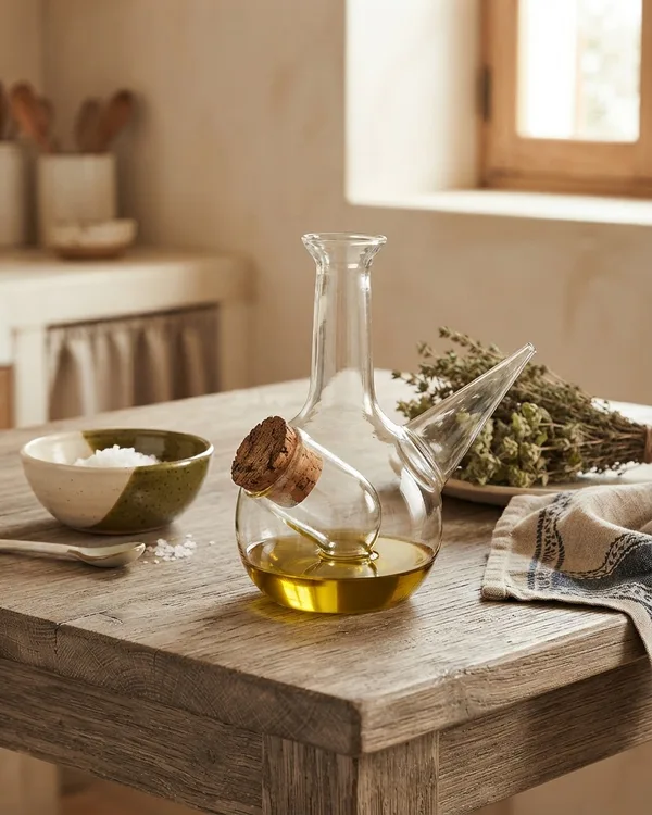 Aceitera Vintage de Cristal con Forma de Ave