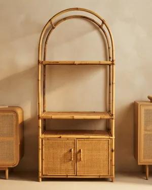Estantería Arqueada de Bambú con Dos Puertas - miniatura 1