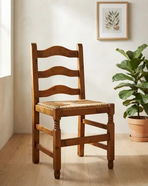 Silla de pino con asiento de mimbre - miniatura 1