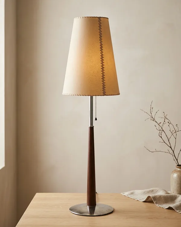 Lámpara de Pie Vintage Marca F con Pantalla de Tela