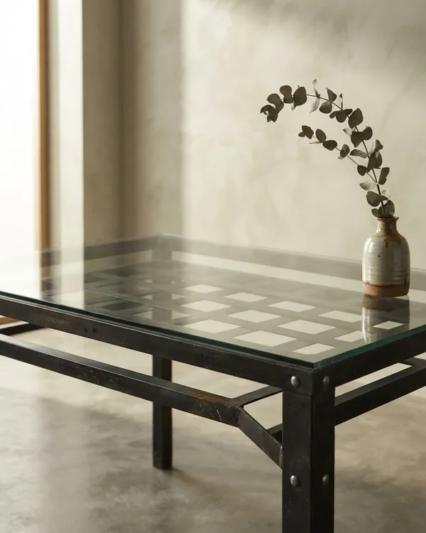 MESA comedor cristal y metal