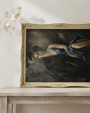 Gran óleo sobre lienzo de mujer reclinada - miniatura 1