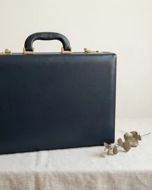 Maletín de Negocios Vintage Azul Marino - miniatura 1