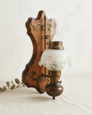 Lámpara de pared vintage con pantalla de vidrio grabado - miniatura 1