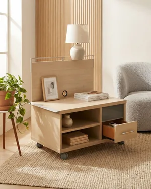 Mueble de Televisión con Ruedas y Cajón - miniatura 1