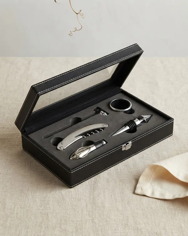 Set de accesorios de vino en caja