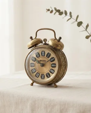 Despertador Vintage Blessing de Latón con Esfera de Números Romanos - miniatura 1
