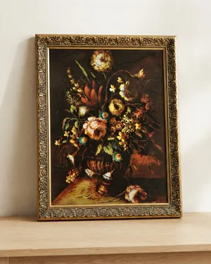 Cuadro de Flores con Marco Dorado - miniatura 1
