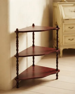 Estantería Esquinera Vintage de Madera con Tres Niveles - miniatura 1
