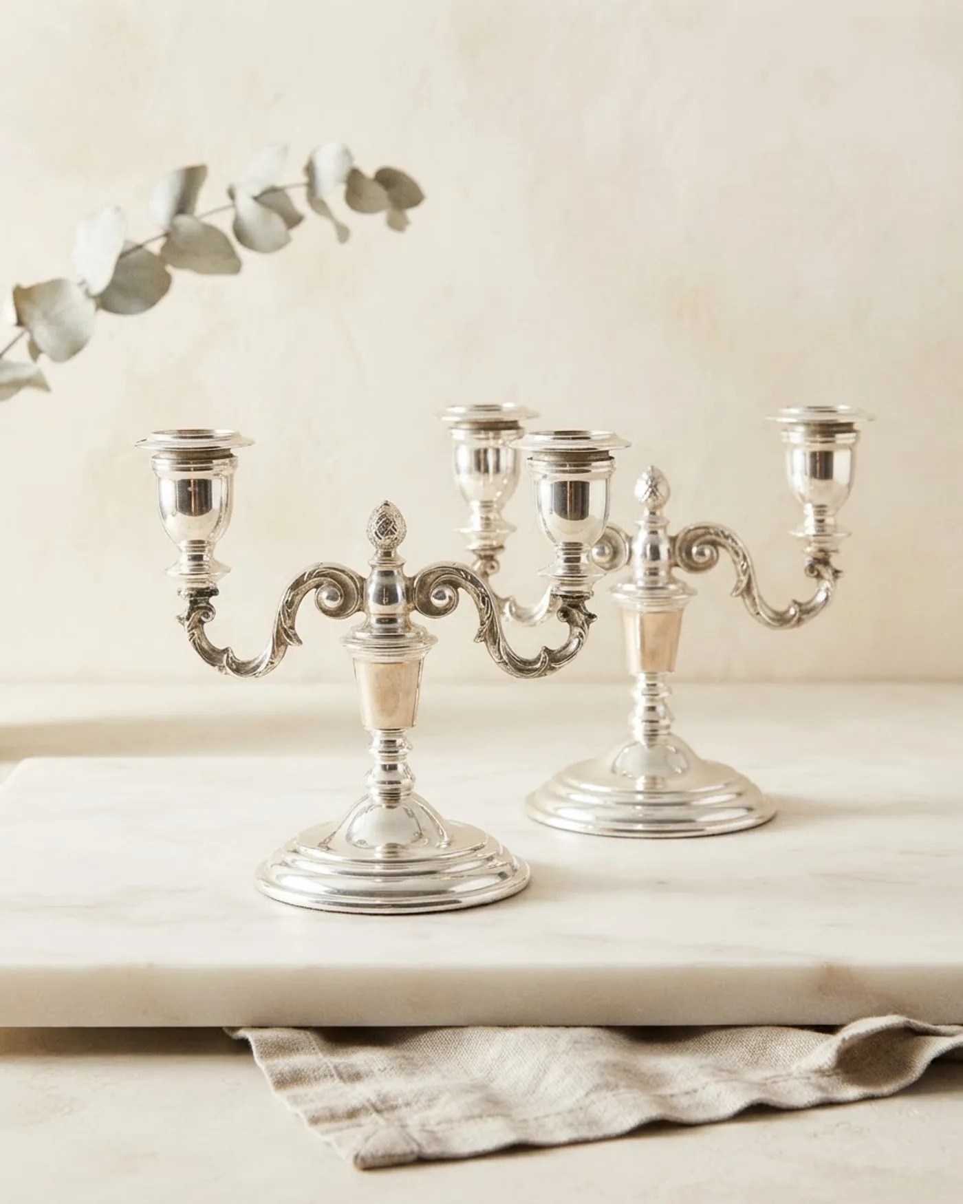 Pareja de candelabros 2 velas bañados en - imagen 1