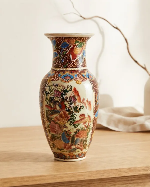 Jarrón de Porcelana China Decorado