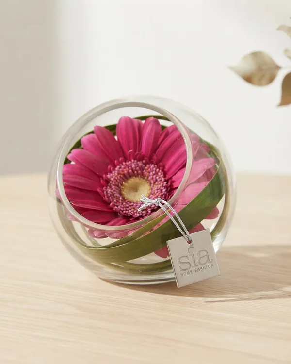 Flor Decorativa Sia en Esfera de Cristal
