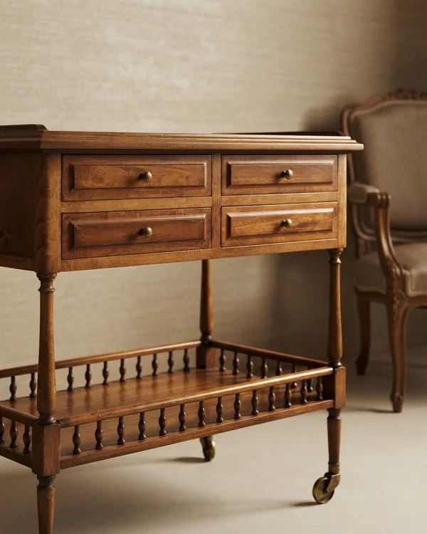 Mesa Auxiliar Antigua con Ruedas