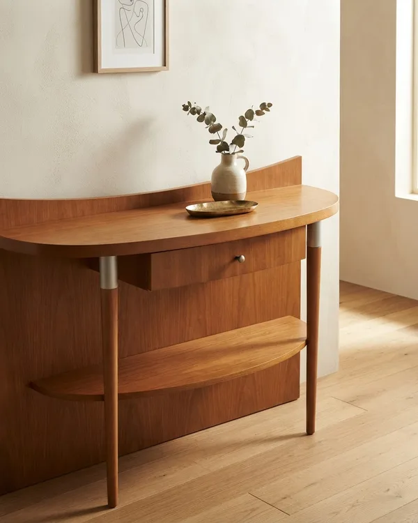 Mueble Recibidor Vintage de Madera con Cajón y Repisa