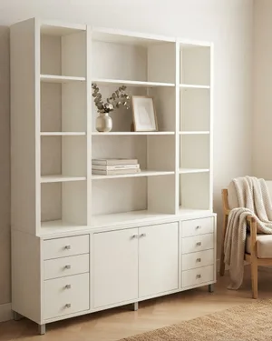 Estantería Modular Blanca con Consola y Cajones - miniatura 1