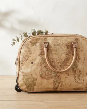 Bolso Vintage con Mapa del Mundo - miniatura 1