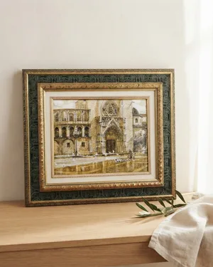 Lámina de la Catedral de Valencia con Marco Decorativo - miniatura 1