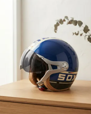 Casco Moto Jet Soxon Vintage Azul y Blanco - miniatura 1