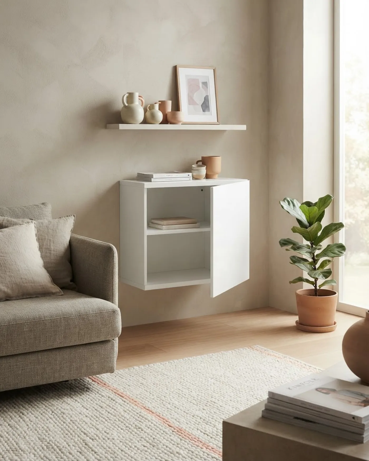 Módulo de Pared Blanco con Puerta y Estante - imagen 1