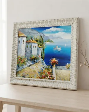 Óleo sobre Lienzo Puerto con Casa - miniatura 1