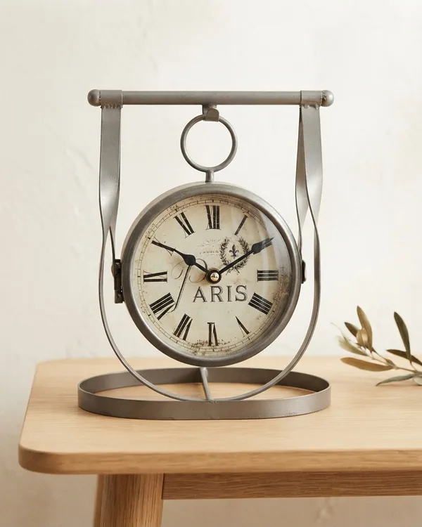 Reloj de Mesa Gris Estilo Parisino