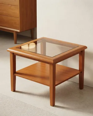 Mesita de Centro Auxiliar de Madera con Cristal - miniatura 1