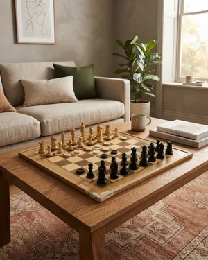 Juego de Ajedrez y Damas en Madera con Piezas Clásicas - miniatura 1