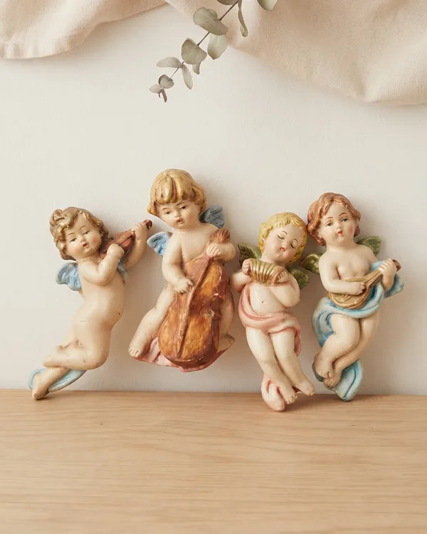 Set de 4 Angelitos de Escayola para Colgar