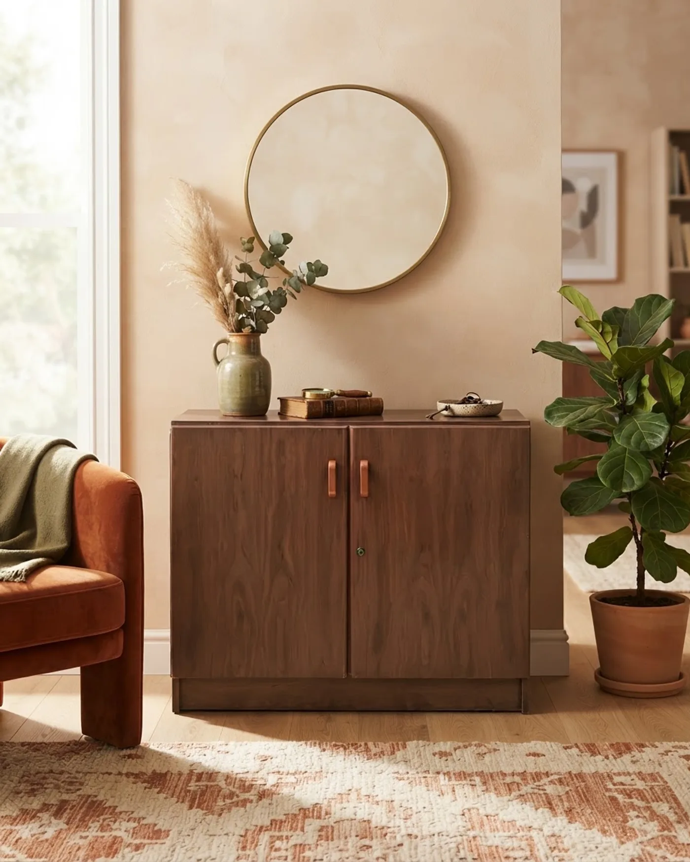 Mueble bajo de Oficina Vintage con Dos Puertas y Estante Interior - imagen 1