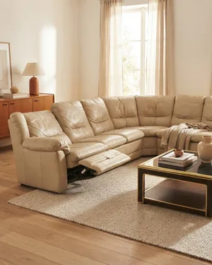 Gran Sofá Rinconero de Piel Natuzzi con Reclinables - miniatura 1