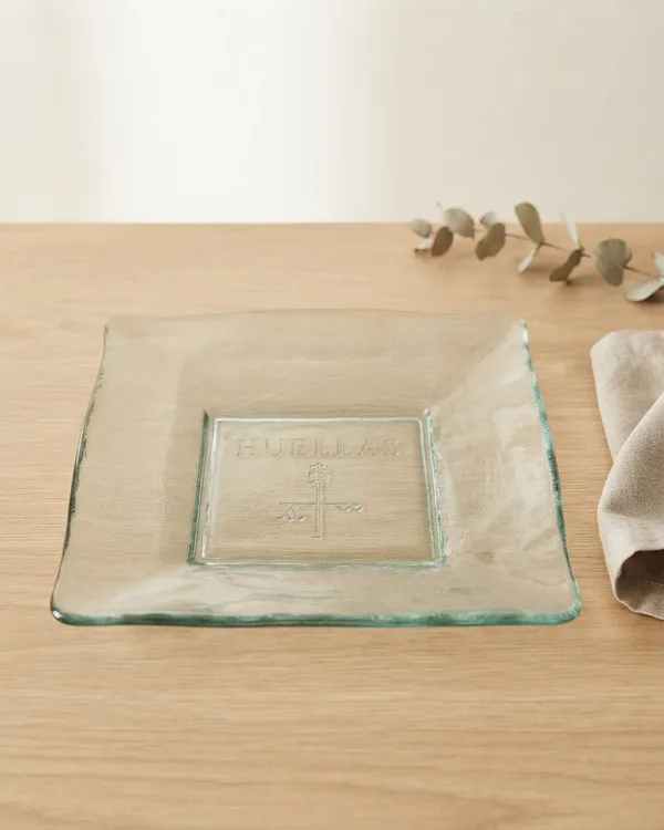 Centro de Mesa de Cristal con Grabado Huellas