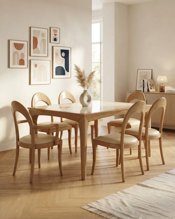 Conjunto de Comedor Moderno con Mesa y 6 Sillas