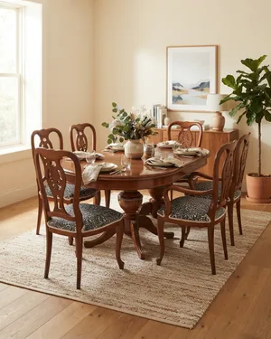 Conjunto de Mesa de Comedor Clásica y 6 Sillas - miniatura 1