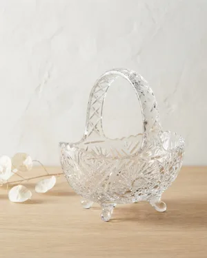 Cesta decorativa de cristal tallado - miniatura 1