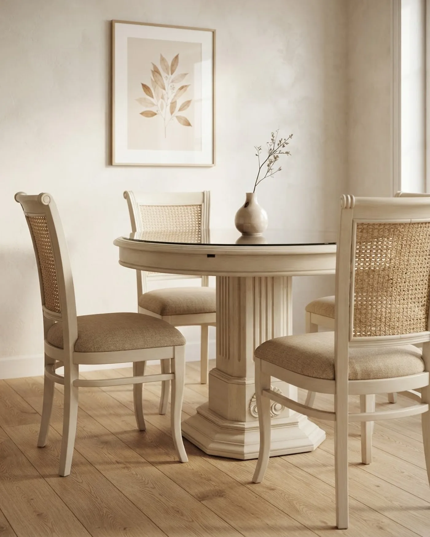 Conjunto de Mesa Redonda Extensible y 4 Sillas Estilo Clásico - imagen 1