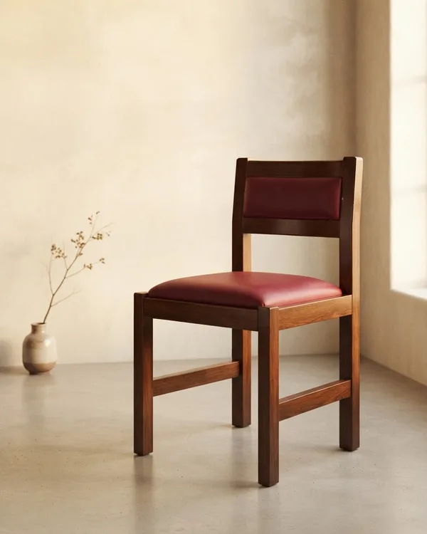 Silla de Madera con Tapizado Rojo